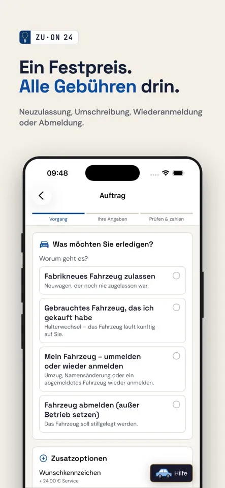 Kfz Zulassung online 24 – Preisübersicht der Zulassungsvorgänge