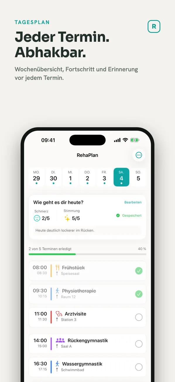 RehaPlan Screenshot 2